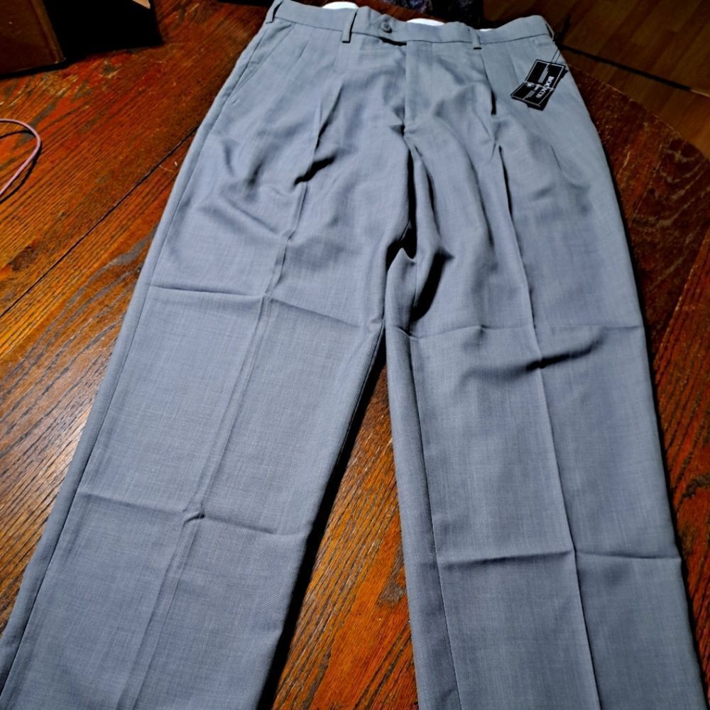 New 34x32 Bocaccio Uomo Grey Pleated Dress Suit Tuxedo Pants Formal Wear NWT
